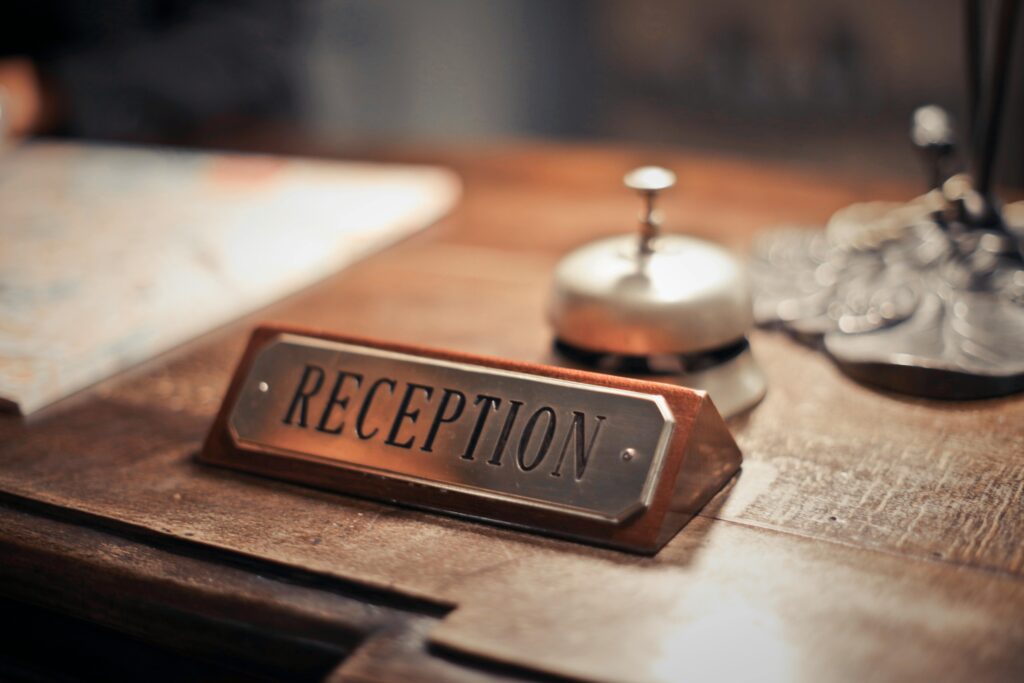 small hotel reception desk front desk independent property