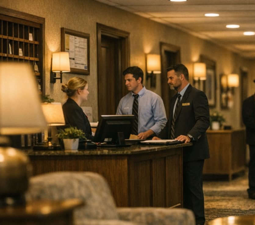 hotel front desk manager night eviction decision