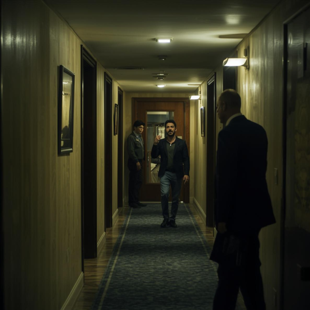 hotel manager approaching guest room eviction process