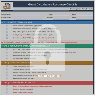 Disturbance Response Checklist