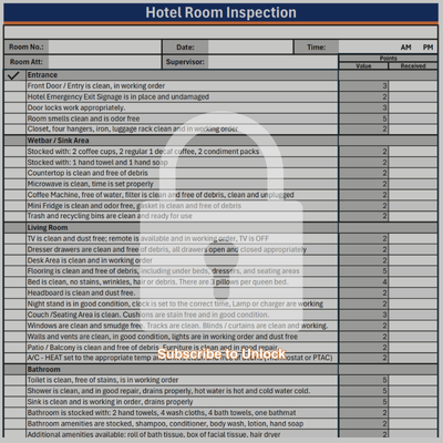 Room Inspection 100 Points